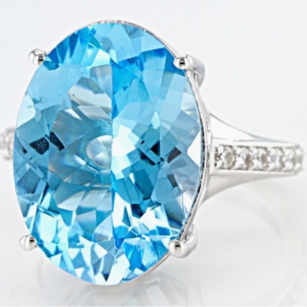 BlueTopaz/Silver Ring - Picture 2 of 7